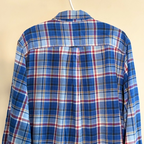 Vintage Chaps Blue & Red Plaid Lightweight Flannel Button Down Shirt - Picture 11 of 15